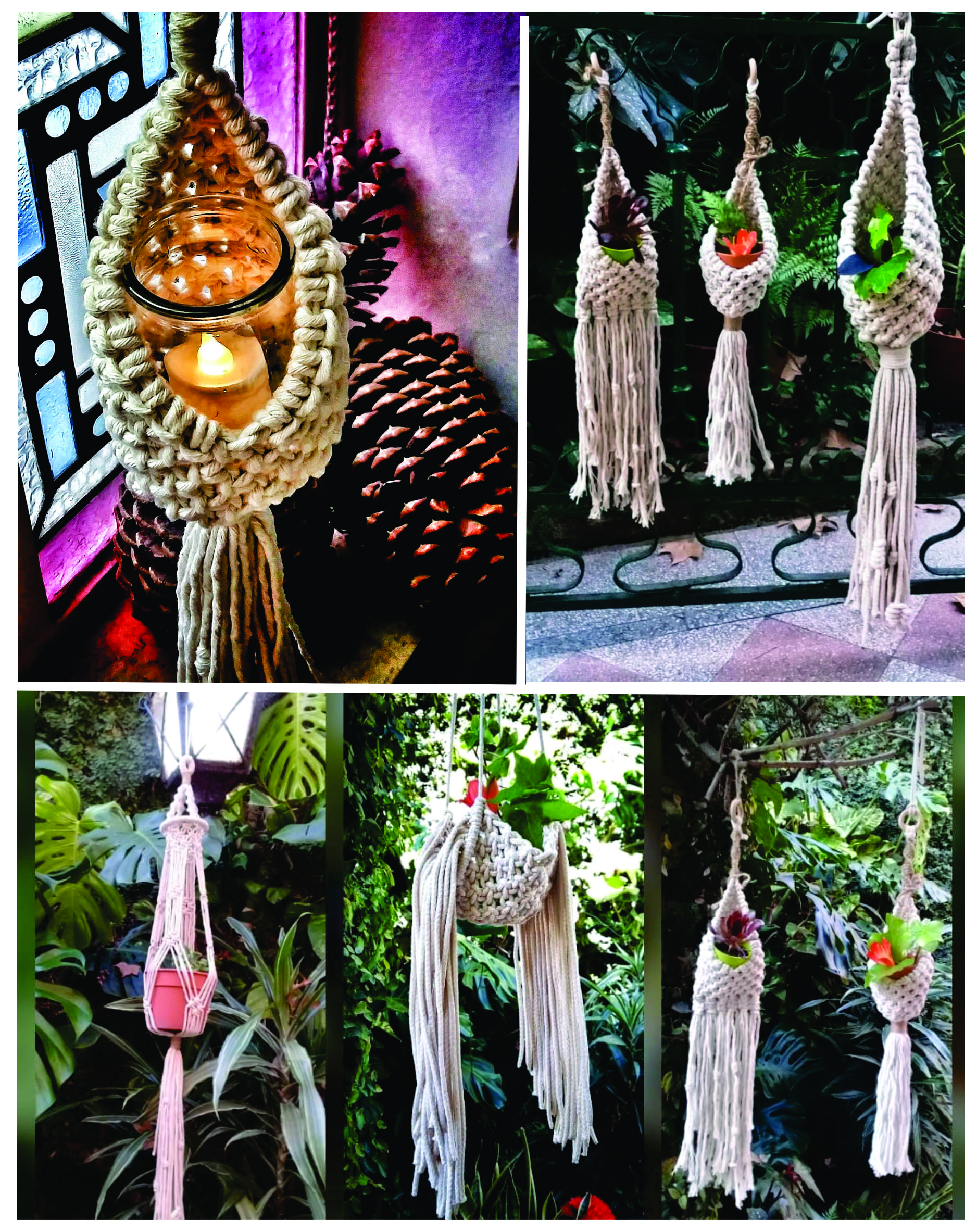 Porta macetas en macrame